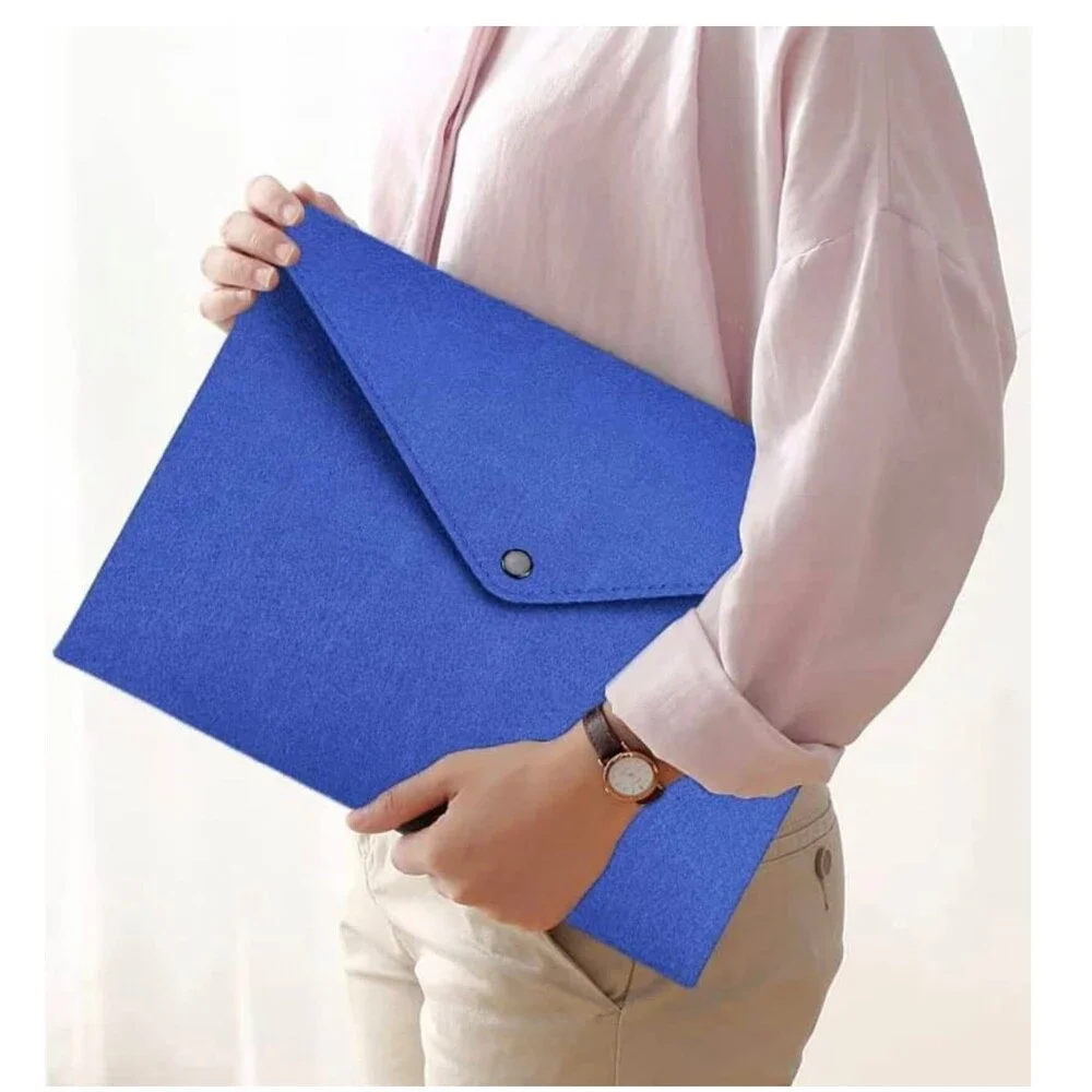 Felt File Folder, Purple Document Organizer, Button Closure (2-Piece Pack)